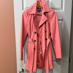 Express Women's Belted Pink Trench Coat XS